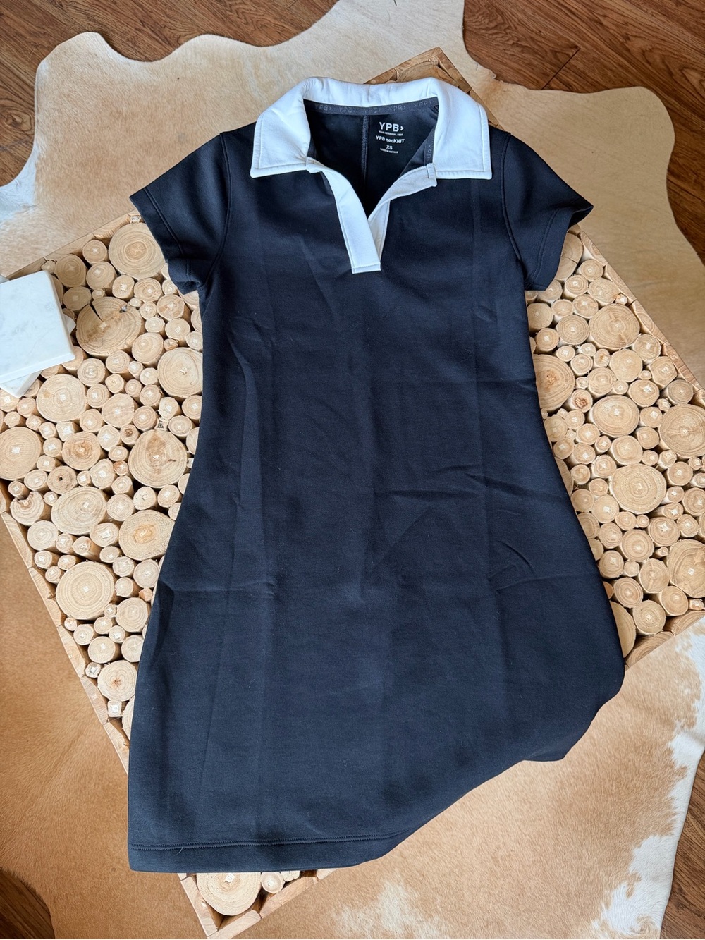 YPB Black Polo-Collar Dress with White Trim
